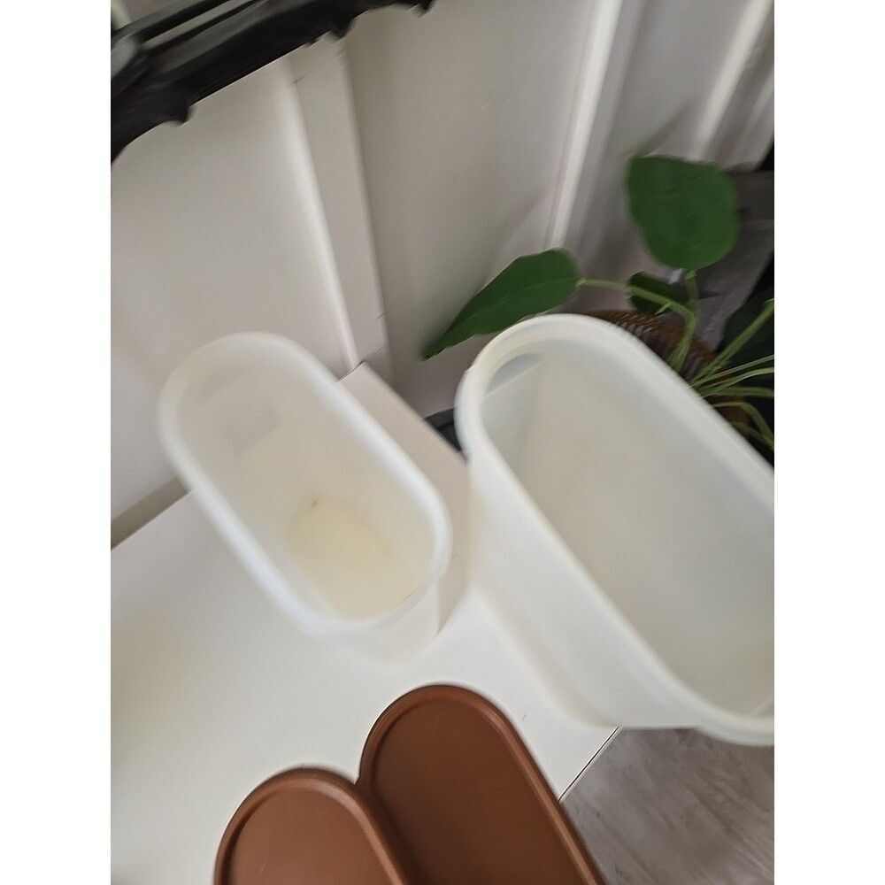 Vtg Tupperware Lot 2 Tall Sheer 12 1/4 Cup Container and 9 3/4 Brown Lids - Picture 4 of 7